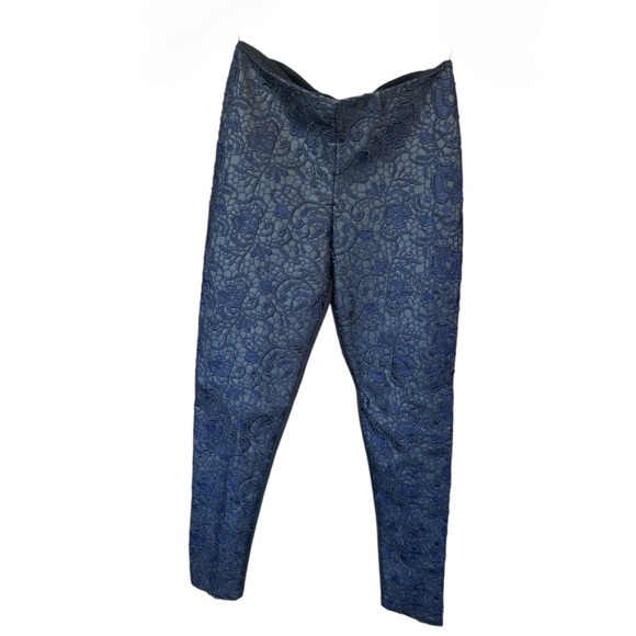 Zara NWT Pull-on Pants W&B Collection Size Small Lace Look Detail Blue - Picture 1 of 9